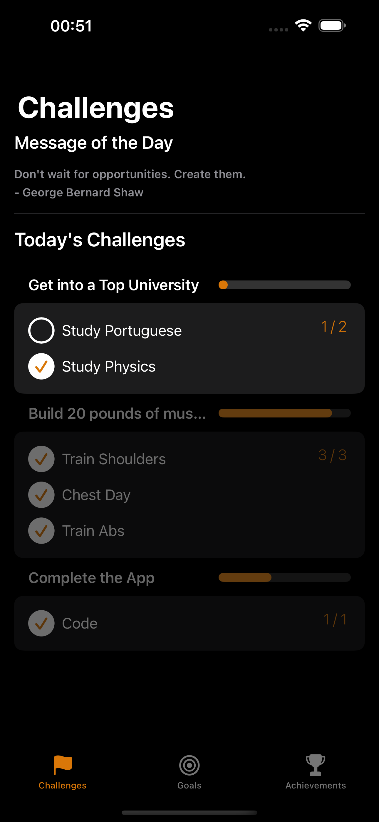 EverUp Daily Challenges Screen