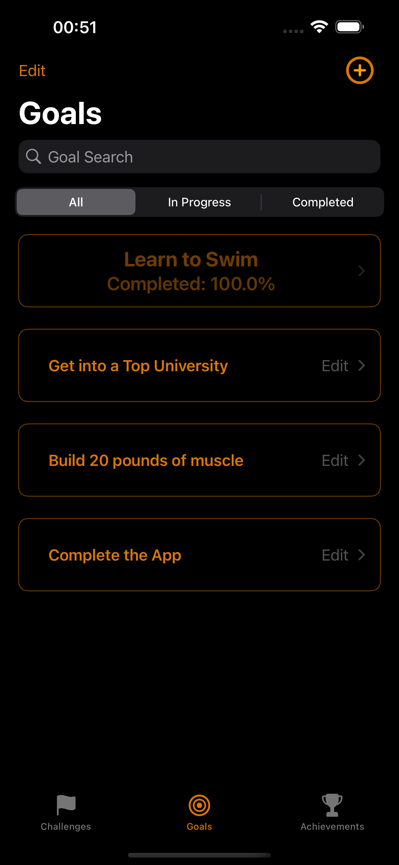 EverUp Goal Creation Screen